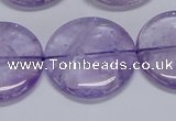 CNA827 15.5 inches 30mm flat round natural light amethyst beads