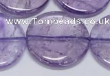 CNA828 15.5 inches 35mm flat round natural light amethyst beads