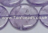 CNA829 15.5 inches 40mm flat round natural light amethyst beads