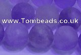 CNA915 15.5 inches 14mm round matte amethyst gemstone beads