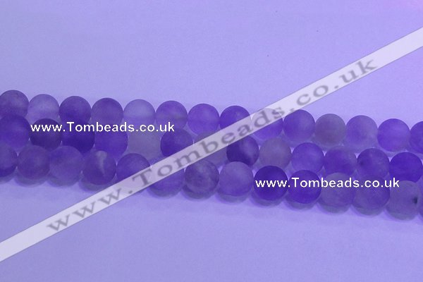 CNA915 15.5 inches 14mm round matte amethyst gemstone beads