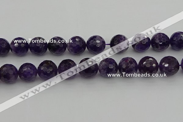 CNA919 15.5 inches 18mm faceted round natural amethyst beads