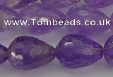 CNA922 15.5 inches 15*20mm faceted teardrop natural amethyst beads