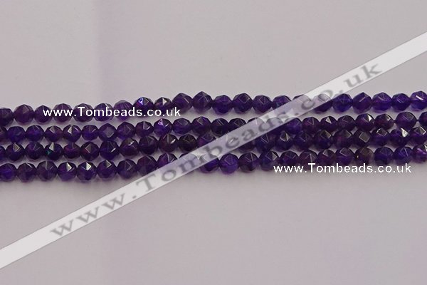 CNA936 15.5 inches 6mm faceted nuggets amethyst gemstone beads