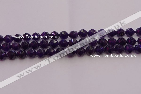 CNA938 15.5 inches 10mm faceted nuggets amethyst gemstone beads