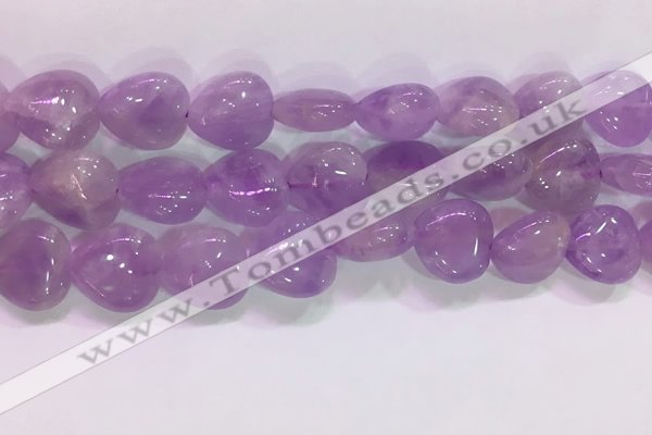 CNA984 15.5 inches 12*12mm heart natural lavender amethyst beads