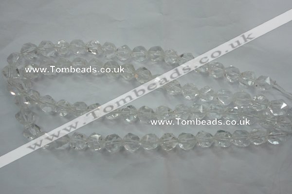 CNC102 15 inches 10mm faceted nuggets white crystal beads