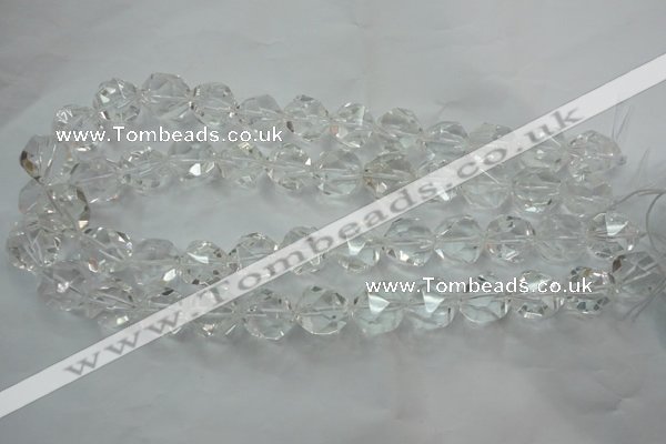 CNC104 15 inches 14mm faceted nuggets white crystal beads