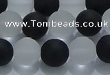 CNC113 15.5 inches 10mm round matte white crystal & black agate beads