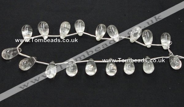 CNC14 15.5 inches 12*22mm teardrop grade AB natural white crystal beads