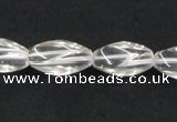 CNC20 8*18mm twisted rice grade AB natural white crystal beads