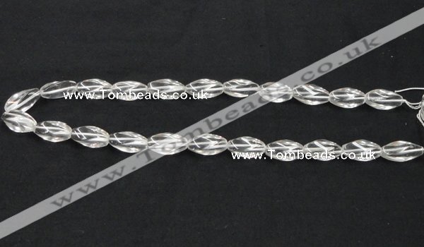 CNC20 8*18mm twisted rice grade AB natural white crystal beads