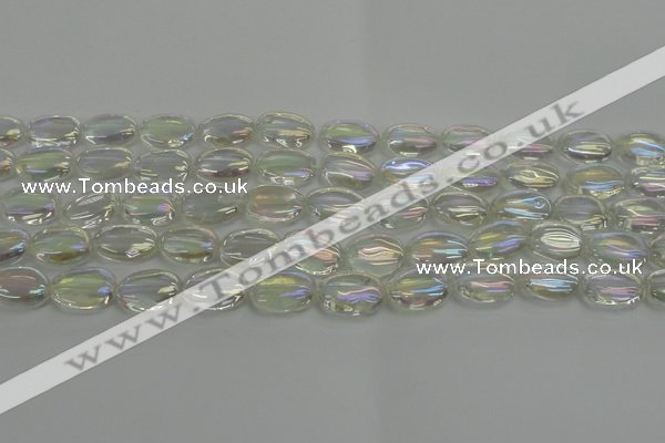 CNC216 15.5 inches 10*14mm oval AB-color white crystal beads