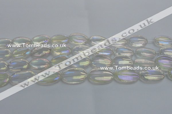 CNC218 15.5 inches 18*25mm oval AB-color white crystal beads