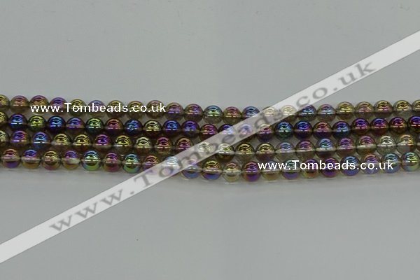 CNC262 15.5 inches 6mm round plated natural white crystal beads