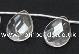 CNC27 18*25mm briolette grade AB natural white crystal beads