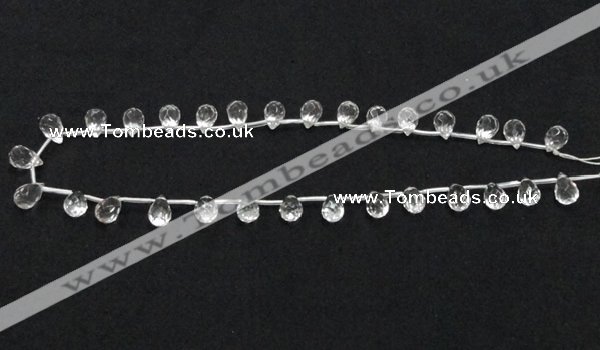 CNC31 8*12mm faceted teardrop grade AB natural white crystal beads