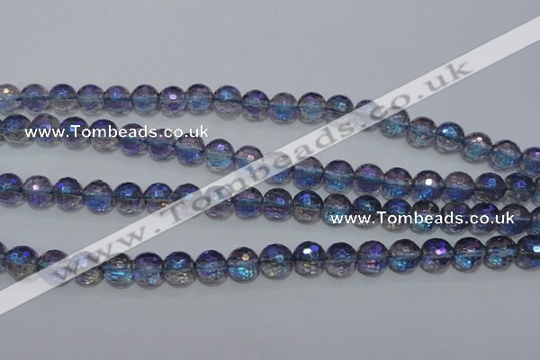 CNC311 15.5 inches 6mm faceted round AB-color white crystal beads