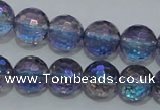 CNC312 15.5 inches 8mm faceted round AB-color white crystal beads