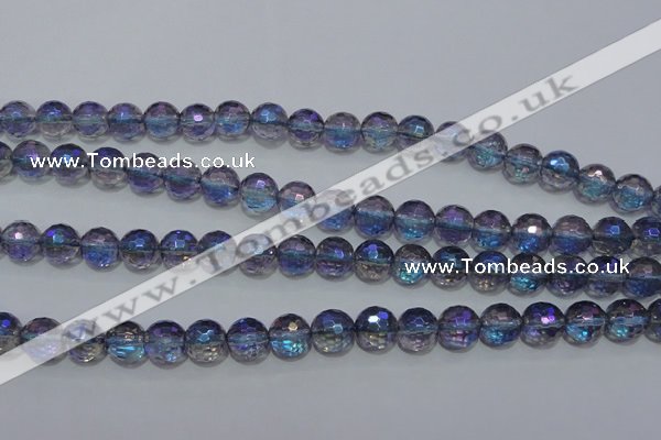 CNC312 15.5 inches 8mm faceted round AB-color white crystal beads