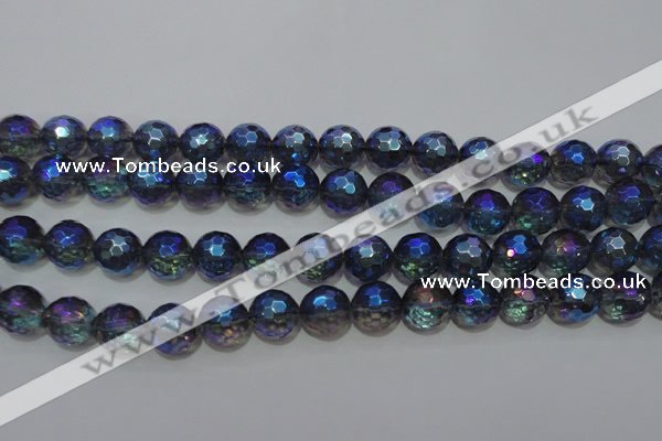 CNC313 15.5 inches 10mm faceted round AB-color white crystal beads