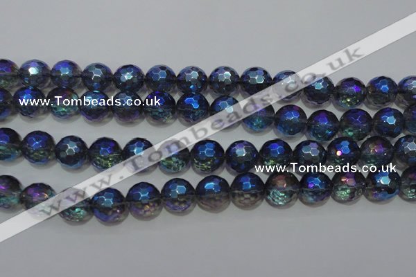 CNC314 15.5 inches 12mm faceted round AB-color white crystal beads