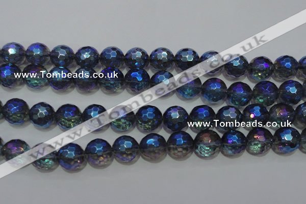 CNC315 15.5 inches 14mm faceted round AB-color white crystal beads