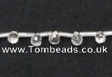CNC33 4*6mm faceted teardrop grade AB natural white crystal beads