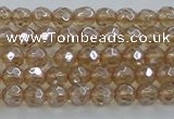 CNC516 15.5 inches 4mm faceted round dyed natural white crystal beads