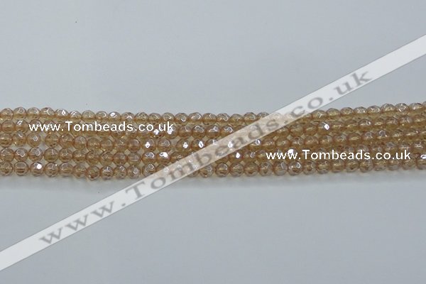 CNC516 15.5 inches 4mm faceted round dyed natural white crystal beads