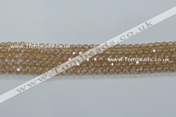 CNC517 15.5 inches 6mm faceted round dyed natural white crystal beads