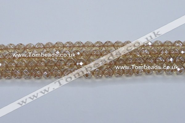 CNC520 15.5 inches 12mm faceted round dyed natural white crystal beads