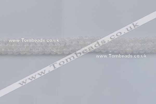 CNC550 15.5 inches 4mm round natural crackle white crystal beads