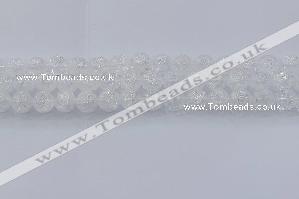 CNC553 15.5 inches 10mm round natural crackle white crystal beads