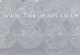 CNC555 15.5 inches 14mm round natural crackle white crystal beads