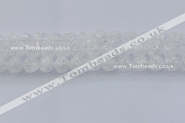 CNC555 15.5 inches 14mm round natural crackle white crystal beads