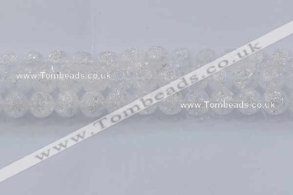 CNC556 15.5 inches 16mm round natural crackle white crystal beads