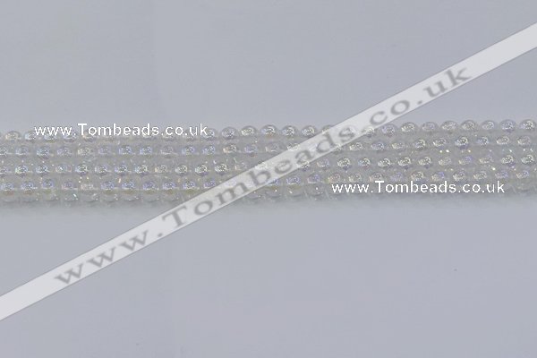 CNC560 15.5 inches 4mm round plated crackle white crystal beads