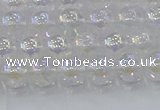 CNC561 15.5 inches 6mm round plated crackle white crystal beads