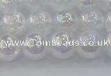 CNC563 15.5 inches 10mm round plated crackle white crystal beads