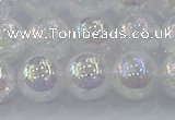 CNC564 15.5 inches 12mm round plated crackle white crystal beads