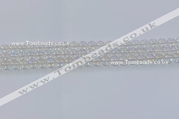 CNC570 15.5 inches 6mm round plated natural white crystal beads