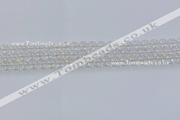 CNC570 15.5 inches 6mm round plated natural white crystal beads