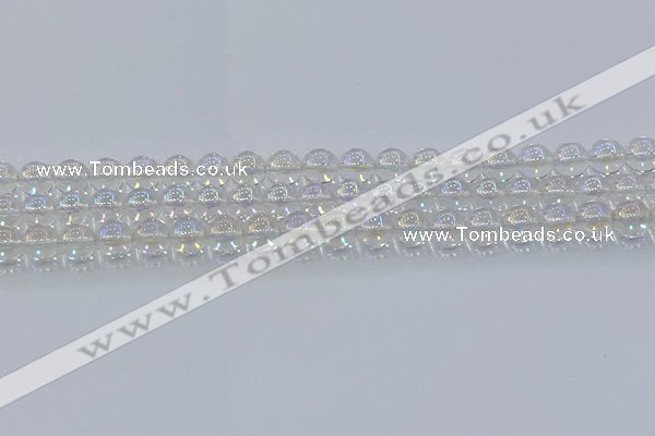 CNC571 15.5 inches 8mm round plated natural white crystal beads