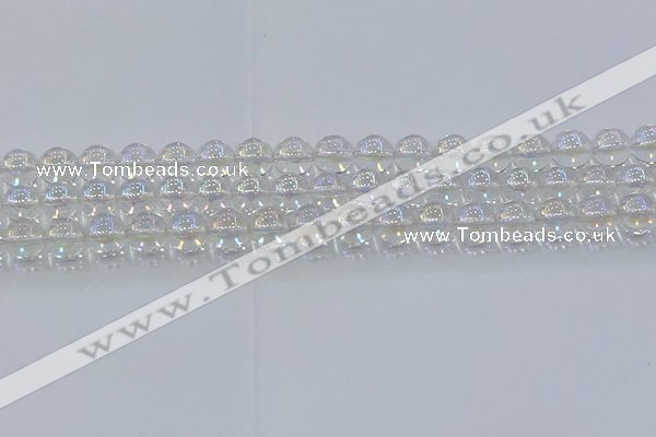 CNC572 15.5 inches 10mm round plated natural white crystal beads