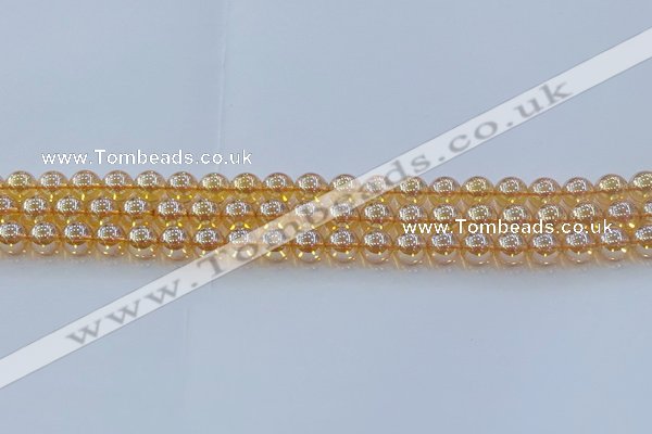 CNC576 15.5 inches 6mm round plated natural white crystal beads