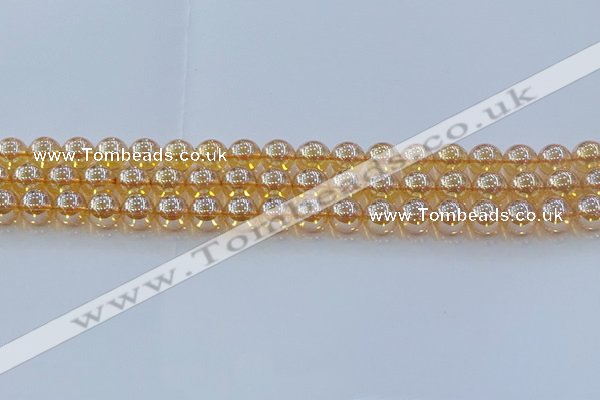 CNC577 15.5 inches 8mm round plated natural white crystal beads