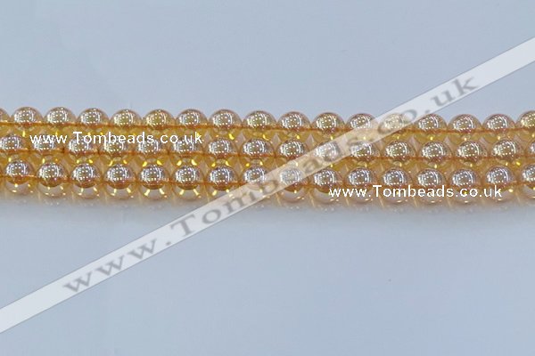 CNC578 15.5 inches 10mm round plated natural white crystal beads