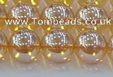 CNC580 15.5 inches 14mm round plated natural white crystal beads