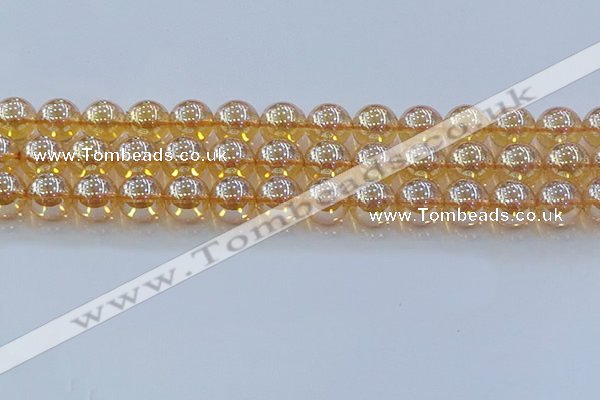 CNC580 15.5 inches 14mm round plated natural white crystal beads